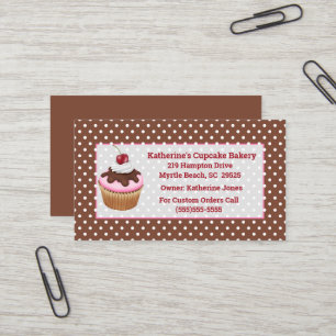 Cartes de visite de la boulangerie Cupcake