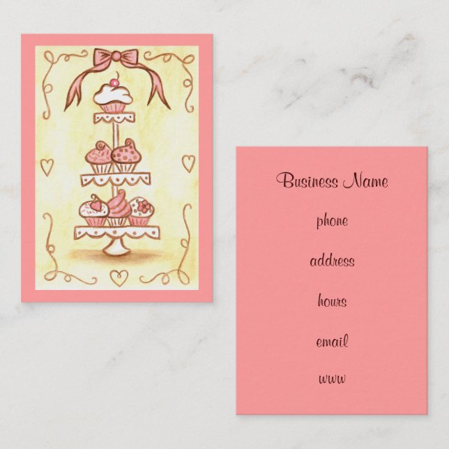 Cartes de visite de la boulangerie Cupcake (Devant / Derrière)