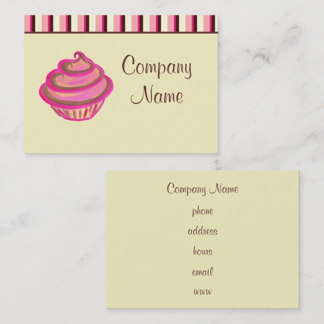 Cartes de visite de la boulangerie Cupcake sur mes (Devant / Derrière)