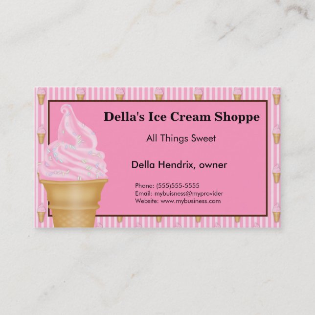 Cartes de visite de la boutique de crème glacée (Devant)