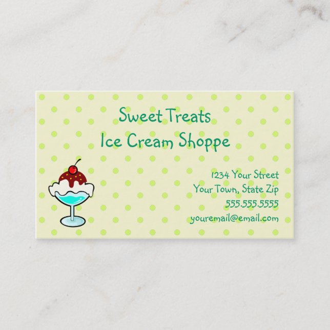 Cartes de visite de la boutique de crème glacée (Devant)