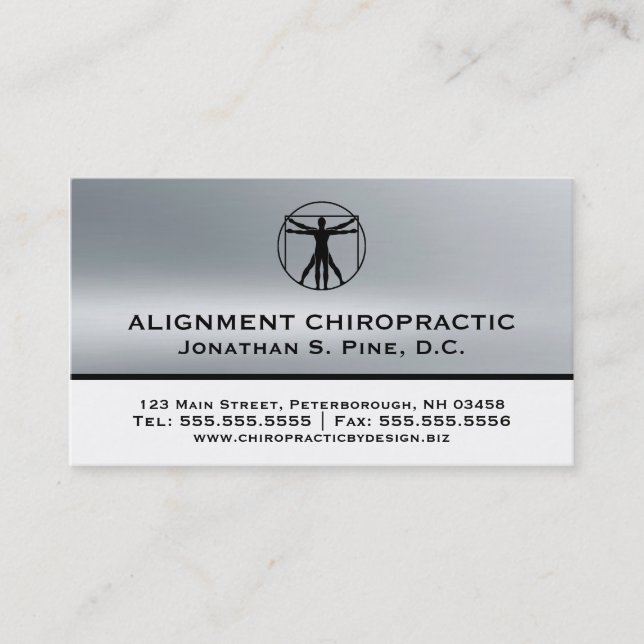 Cartes de visite de la chiropratique à look métall (Devant)