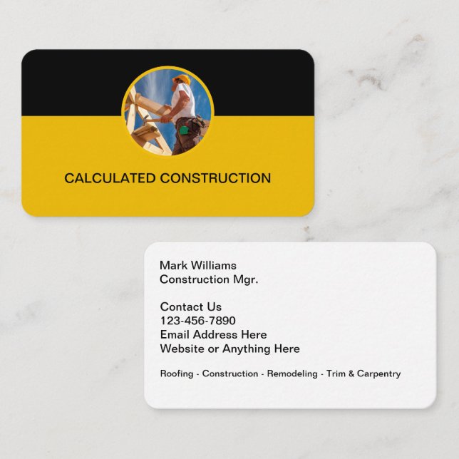 Cartes de visite De La Construction Et Du Toit (Devant / Derrière)