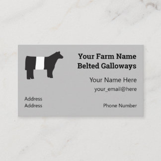 Cartes de visite de la ferme Belt Galloway