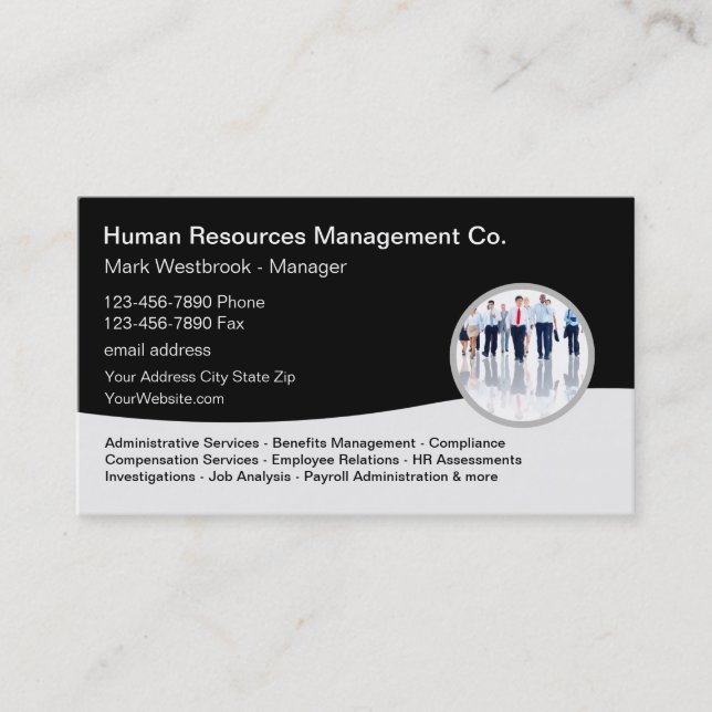 Cartes de visite de la gestion des ressources huma (Devant)