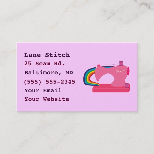 Cartes de visite de la machine à coudre arc-en-cie (Devant)