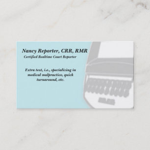 Cartes de visite de la machine Steno Reporter de B