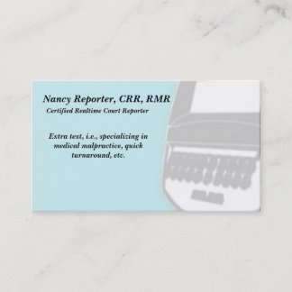 Cartes de visite de la machine Steno Reporter de B