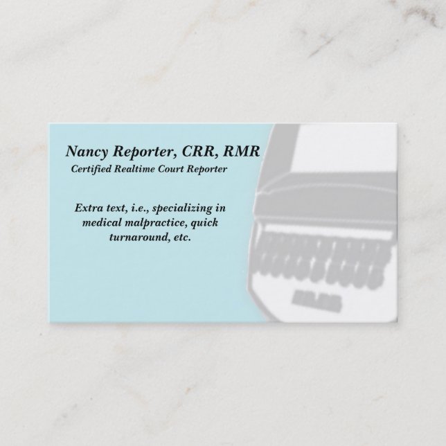 Cartes de visite de la machine Steno Reporter de B (Devant)