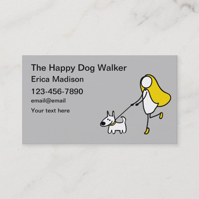 Cartes de visite de la promenade du chien mignon (Devant)