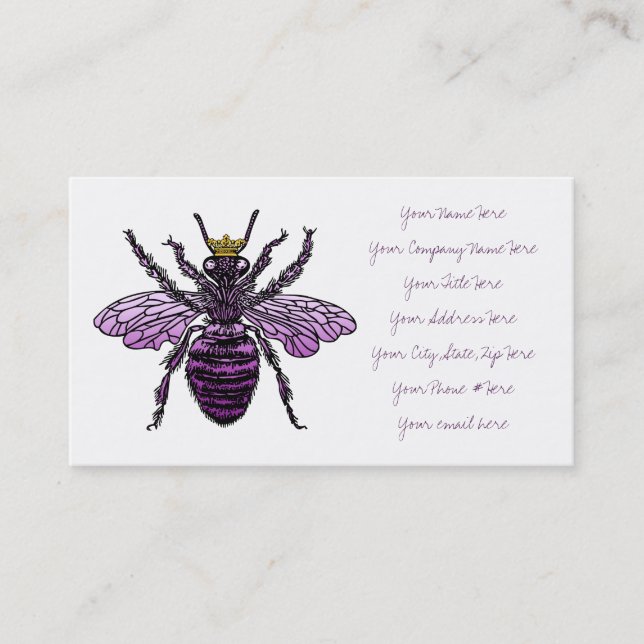 Cartes de visite de la reine des abeilles de (Devant)