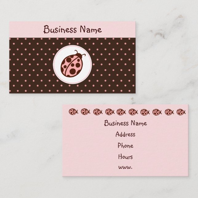 Cartes de visite de Ladybug (Devant / Derrière)