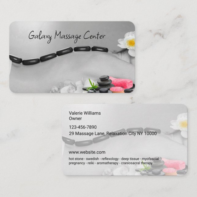 Cartes de visite de l'angle arrondi de massage ten (Devant / Derrière)