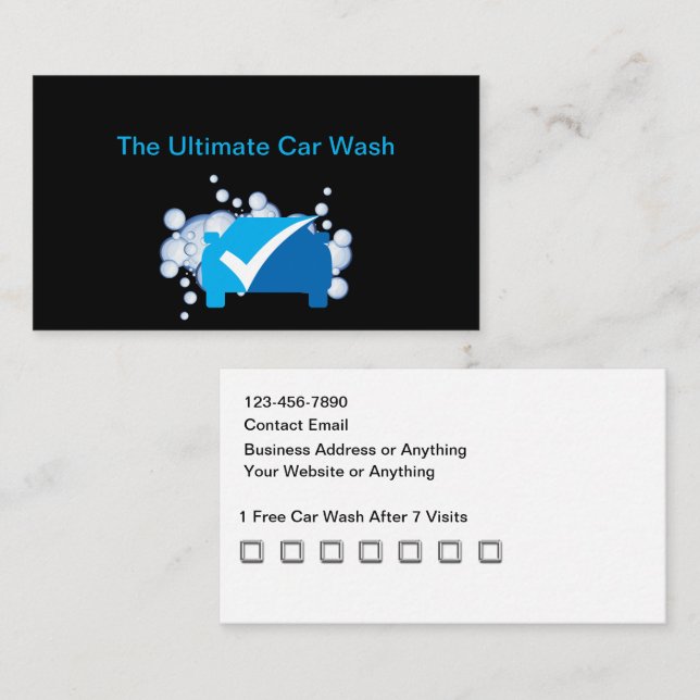 Cartes de visite de lavage de voiture de fidélité  (Devant / Derrière)