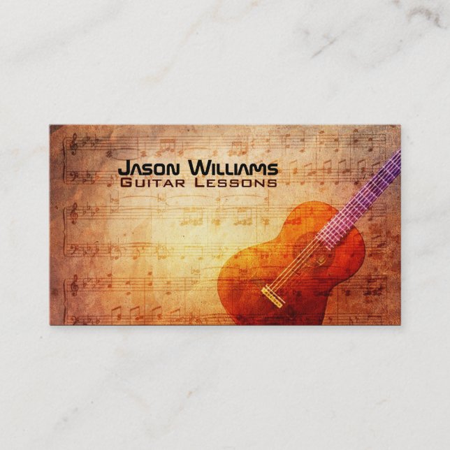 Cartes de visite de leçons de guitare (Devant)