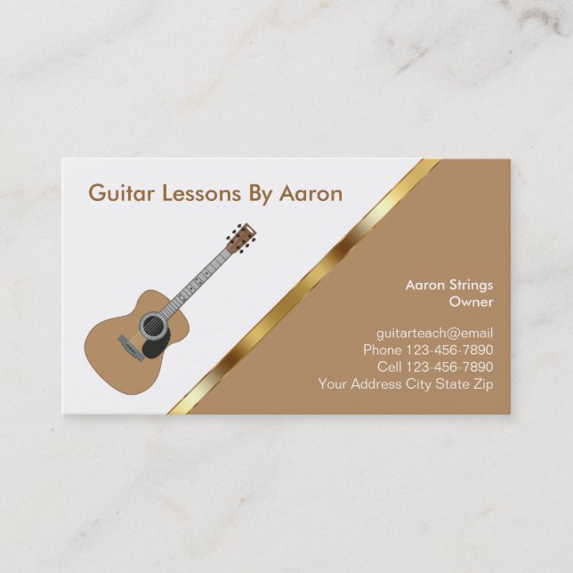 Cartes de visite de leçons de musique (Devant)