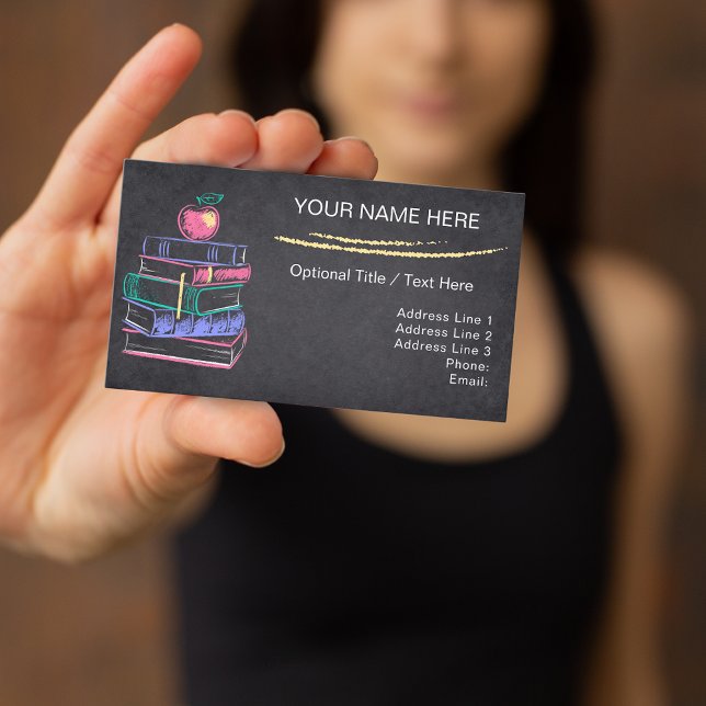 Cartes de visite de l'éducateur "Chalkboard" des l (Créateur téléchargé)