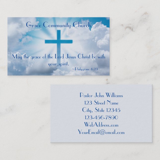 Cartes de visite de l'Église chrétienne avec la Bi (Devant / Derrière)
