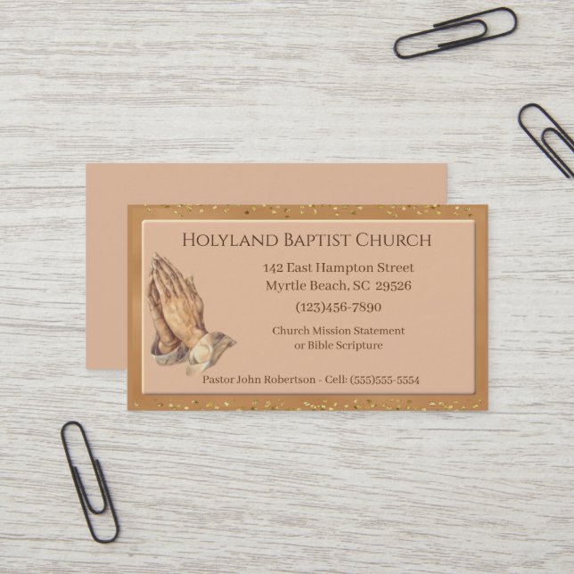 Cartes de visite de l'église des mains customisées (Devant/Arrière en situation)