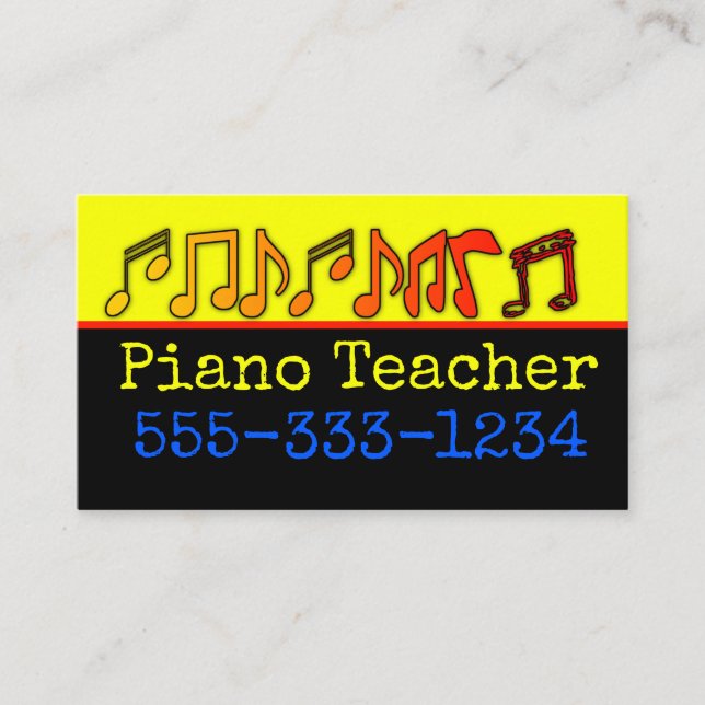 Cartes de visite de l'enseignant de piano (Devant)
