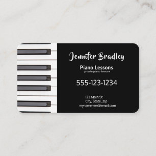 Cartes de visite de l'enseignant de piano noir