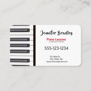 Cartes de visite de l'enseignant de piano privé
