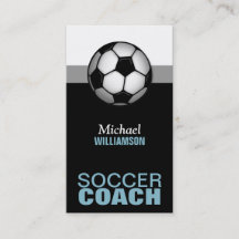 Cartes de visite de l'entraîneur de football bleu 
