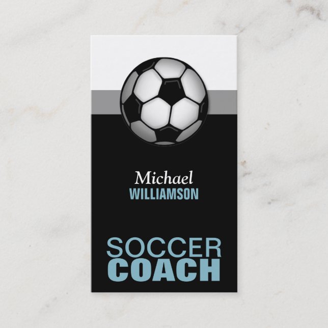 Cartes de visite de l'entraîneur de football bleu  (Devant)