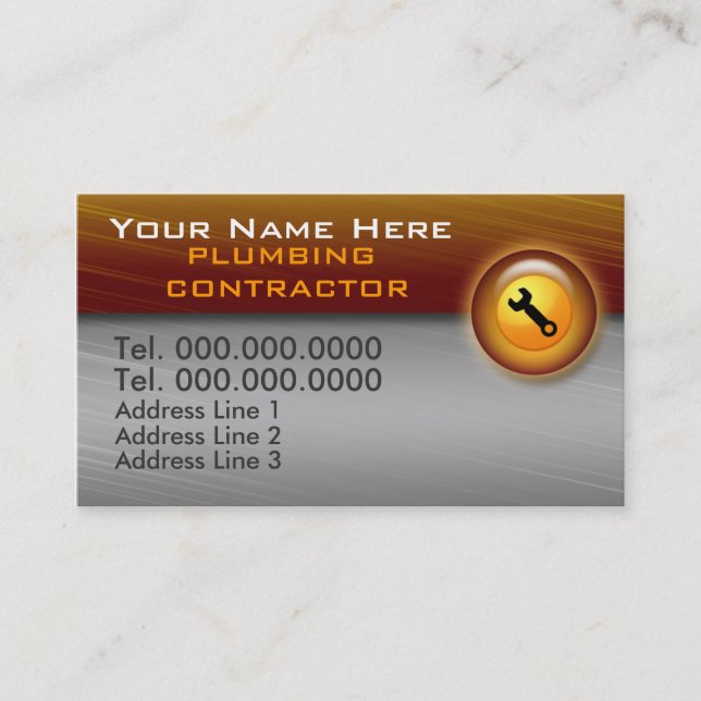 Cartes de visite de l'entrepreneur en plomberie (Devant)