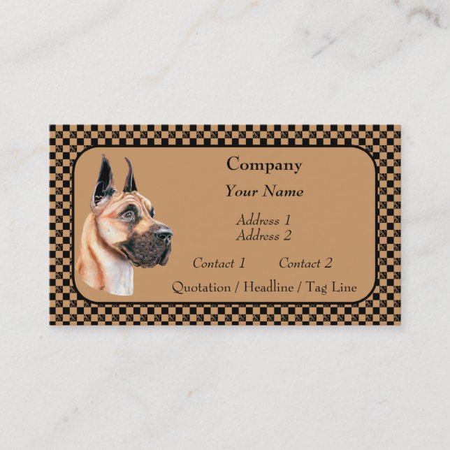 Cartes de visite de l'exposition Great Dane (Devant)