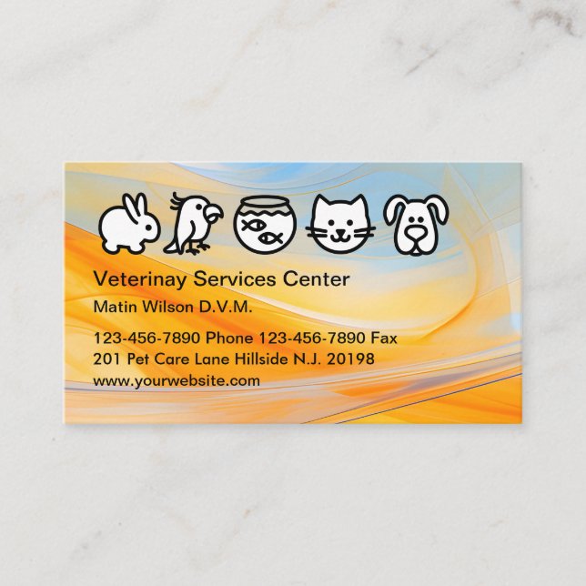 Cartes de visite de l'hôpital vétérinaire pour ani (Devant)