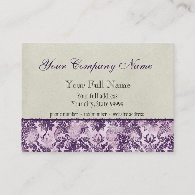 Cartes de visite de lilas de Fleur di Lys Damask (Devant)