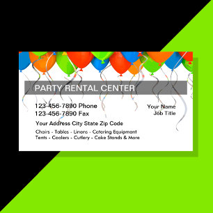 Cartes de visite de location de fêtes