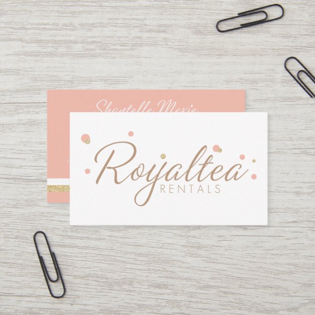 Cartes de visite de locations de Royaltea (Devant/Arrière en situation)