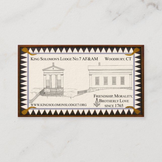 Cartes de visite de Lodge No.7 du Roi Solomon's (Devant)