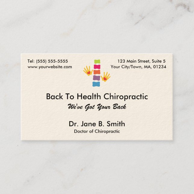 Cartes de visite de logo de chiropractie (Devant)