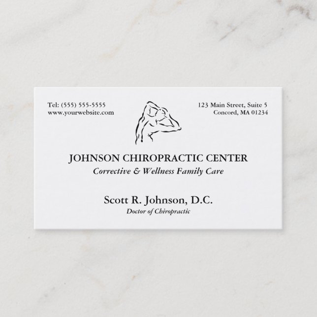 Cartes de visite de logo de chiropractie (Devant)