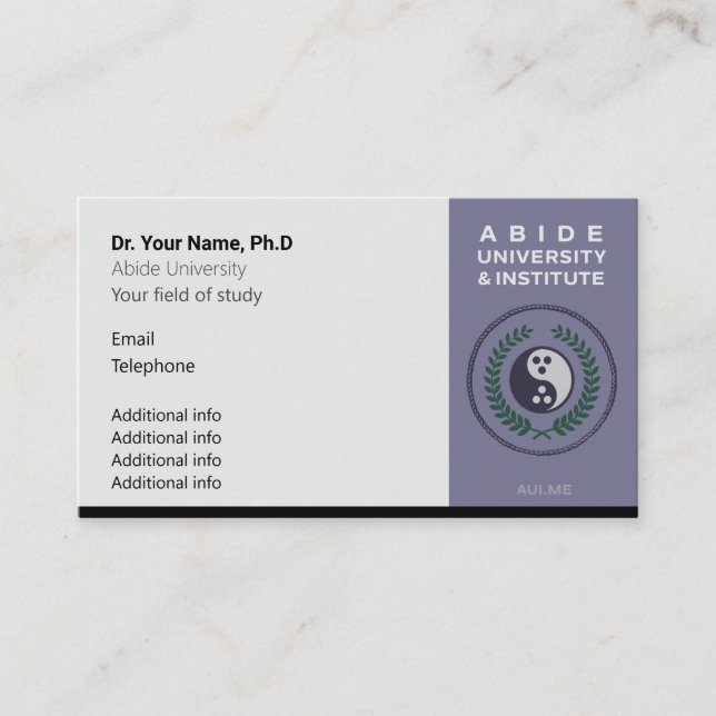 Cartes de visite de l'Université Abide (Devant)