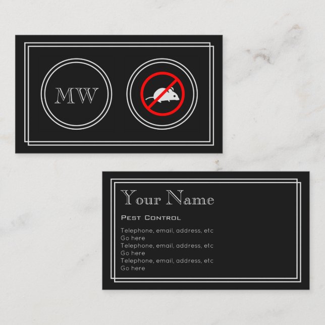 Cartes de visite de lutte contre les parasites "de (Devant / Derrière)