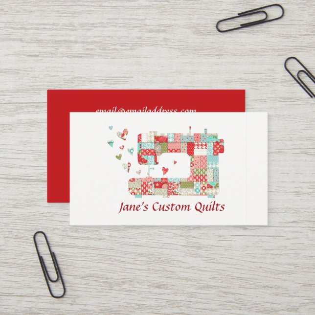 Cartes de visite de machine à coudre de Quilter (Devant/Arrière en situation)