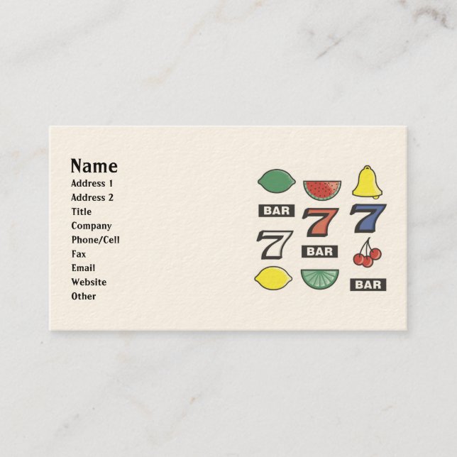 Cartes de visite de machine à sous (Devant)