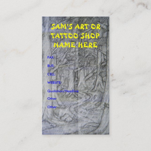Cartes de visite de magasin d'art ou de tatouage (Devant)