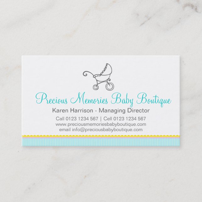 Cartes de visite de magasin de bébé de boutique de (Devant)