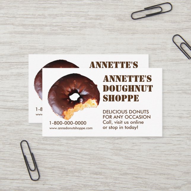 Cartes de visite de magasin de beignet de photo de (Devant/Arrière en situation)