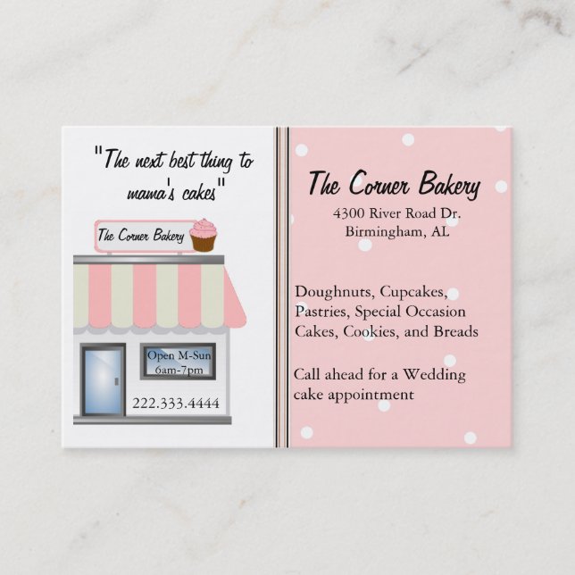 Cartes de visite de magasin de boulangerie (Devant)
