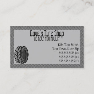 Cartes de visite de magasin de pneu