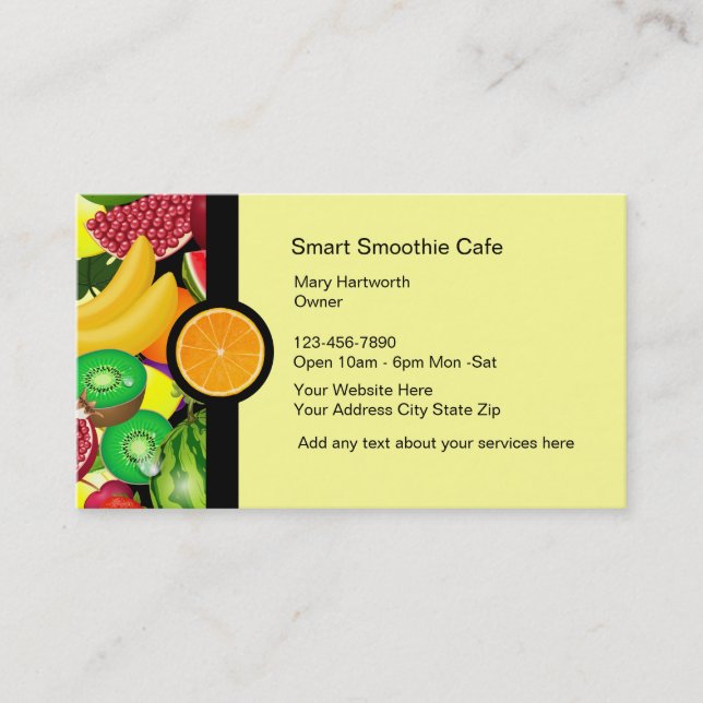 Cartes de visite de magasin de Smoothie (Devant)