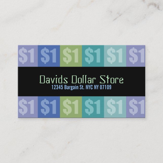Cartes de visite de magasin du dollar (Devant)