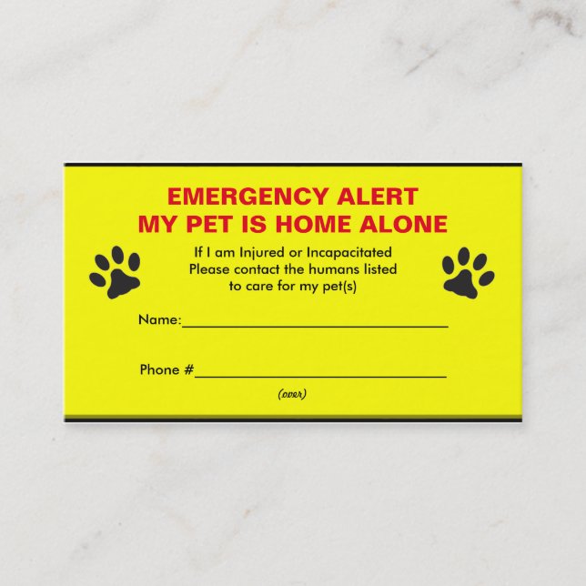 Cartes de visite de maison d'alerte de secours (Devant)