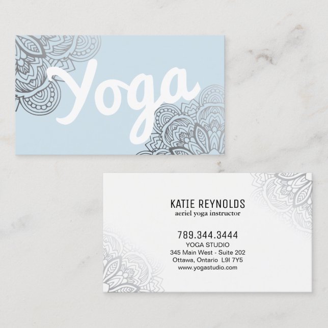Cartes de visite de mandala d'instructeur de yoga (Devant / Derrière)